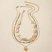 Ethnic Style Three-layer Twin Shell Pearl Bead Necklace Set main image 3