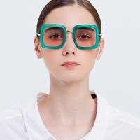 Gafas De Sol Con Montura Cuadrada De Tendencia Coreana Semimetálica De Moda Para Mujer Gafas De Sol Retro En Vivo Para Hombres sku image 10