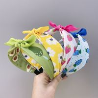 Children's Fabric Floral Fruit Colorful Bowknot Wide-sided Sponge Headband main image 5