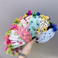 Children's Fabric Floral Fruit Colorful Bowknot Wide-sided Sponge Headband main image 1
