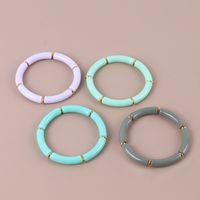 Popular Fashion Colorful Acrylic Color Stretch Resin Beads Cuff Bracelets main image 5