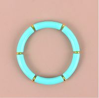Popular Fashion Colorful Acrylic Color Stretch Resin Beads Cuff Bracelets sku image 10