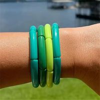 Popular Fashion Colorful Acrylic Color Stretch Resin Beads Cuff Bracelets main image 4