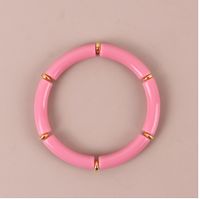 Popular Fashion Colorful Acrylic Color Stretch Resin Beads Cuff Bracelets sku image 4