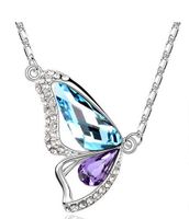 New Fashion Pendant Butterfly Wing Shape Inlaid Rhinestone Alloy Necklace sku image 1