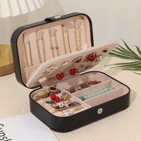 Simple Fashion Solid Color Double Layer Pu Leather Jewelry Box main image 5