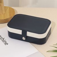 Simple Fashion Solid Color Double Layer Pu Leather Jewelry Box main image 4