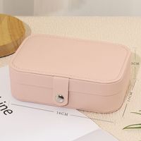 Simple Fashion Solid Color Double Layer Pu Leather Jewelry Box sku image 2