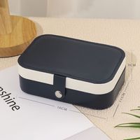 Simple Fashion Solid Color Double Layer Pu Leather Jewelry Box sku image 4