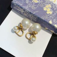 Women's Fashion Geometric Letter Silver Plated Earrings Plating Silver Plated Artificial Pearl Stud Earrings main image 5