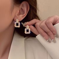 Elegant Alloy Geometric Earrings Shopping Inlay Rhinestones Drop Earrings As Picture main image 6