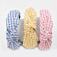 New Korean Small Flower Lattice Retro Fabric Knotted Fashion Headband Wholesale main image 6