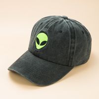 Green Alien Embroidered Washed Adjustable Cap main image 1
