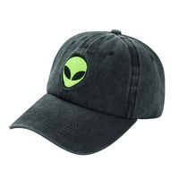 Green Alien Embroidered Washed Adjustable Cap main image 5