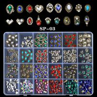 24-grid Rhinestone Boxed Flat Glass Fancy Shape Diamonds Mixed Diy Nail Ornament Set main image 5