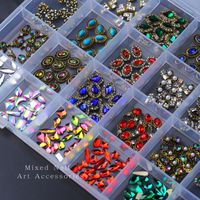 24-grid Rhinestone Boxed Flat Glass Fancy Shape Diamonds Mixed Diy Nail Ornament Set main image 3