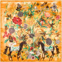New Fashion Colorful Flower Women's Artificial Silk Large Kerchief Scarf main image 3