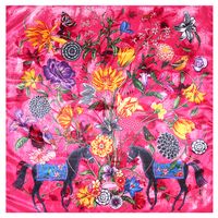 New Fashion Colorful Flower Women's Artificial Silk Large Kerchief Scarf main image 5