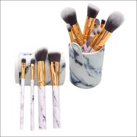 Fashion Plastic 10 Tie Dye Marbled Makeup Brush Set sku image 12