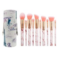 Fashion Plastic 10 Tie Dye Marbled Makeup Brush Set sku image 11