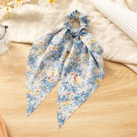 New Style Colorful Flower Pattern Long Ribbon Hair Accessories Bow Hair Scrunchies main image 4