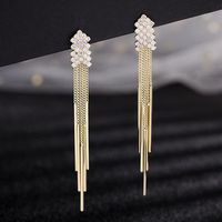 Fashion Elegant Long Tassel Zircon Inlaid Earrings For Women main image 4