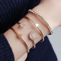 Fashion Simple Style Star Moon Heart Shape Alloy Plating Diamond Artificial Diamond Bangle main image 1