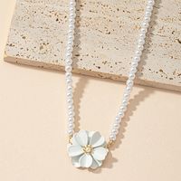 Solid Color Pearl Flower Decor Pendant Clavicle Chain main image 3