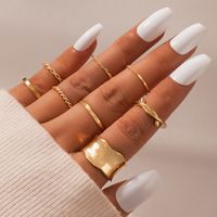 Fashion Gold-plated Pearl Rhinestone 6-piece Rings Set main image 1