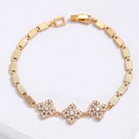 Fashion Creative Simple Flower Electroplated 18k Gold Inlaid Zircon Copper Bracelet main image 1