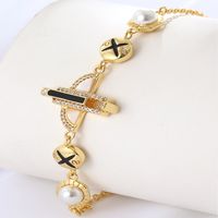 Fashion Creative Simple Electroplated 18k Gold Inlaid Zircon Copper Bracelet main image 3