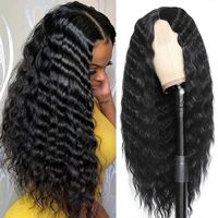 28 Inch Synthetic Curly Long Wavy Lace Natural Black Lace Wig main image 6