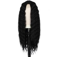 28 Inch Synthetic Curly Long Wavy Lace Natural Black Lace Wig main image 2