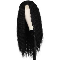 28 Inch Synthetic Curly Long Wavy Lace Natural Black Lace Wig main image 4