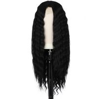 28 Inch Synthetic Curly Long Wavy Lace Natural Black Lace Wig sku image 1
