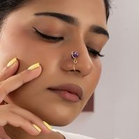 New Fashion Inlaid Gem Women's Simple Gold Plated Nasal Splint No Piercing Nose Ring main image 4