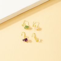 New Fashion Inlaid Gem Women's Simple Gold Plated Nasal Splint No Piercing Nose Ring sku image 1