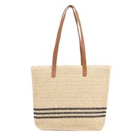 2022 New Fashion Casual Striped Straw Tote Shoulder Women's Woven Bag main image 2