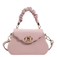 Solid Color Pleated Retro Twist Lock Messenger Bag sku image 6