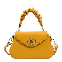 Solid Color Pleated Retro Twist Lock Messenger Bag main image 2