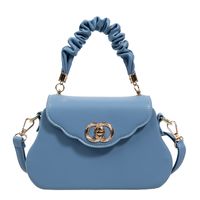 Solid Color Pleated Retro Twist Lock Messenger Bag sku image 3