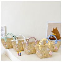 Stroh Gewebt Candy Farbe Mit Decor Kleine Handtasche main image 6