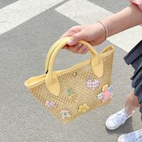 Straw Woven Candy Color With Decor Small Handbag sku image 2