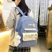 Fashion New Sweet Four-piece Canvas Schoolbag Stitching Large Capacity Backpack main image 5