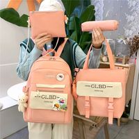 Fashion New Sweet Four-piece Canvas Schoolbag Stitching Large Capacity Backpack main image 4