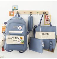 Fashion New Sweet Four-piece Canvas Schoolbag Stitching Large Capacity Backpack sku image 2