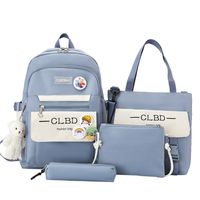 Fashion New Sweet Four-piece Canvas Schoolbag Stitching Large Capacity Backpack main image 2