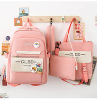 Fashion New Sweet Four-piece Canvas Schoolbag Stitching Large Capacity Backpack sku image 4