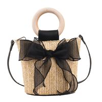 New Fashion Straw Messenger Woven Handbag Bow Bucket Bag main image 4