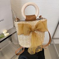New Fashion Straw Messenger Woven Handbag Bow Bucket Bag main image 3